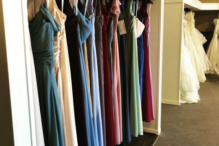 Gowns on a rack