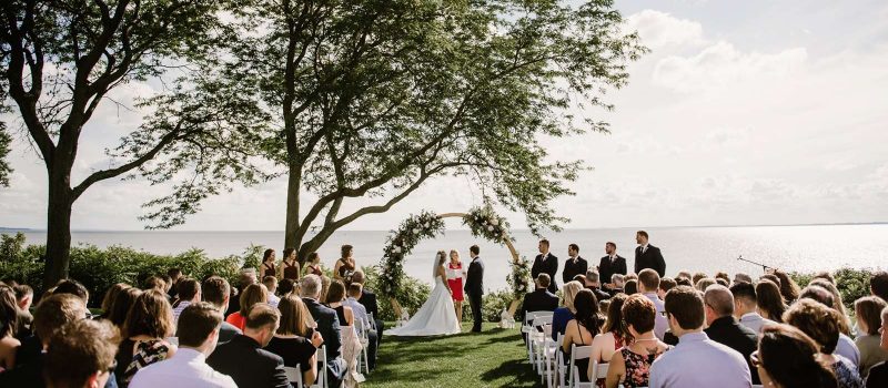 Wedding ceremony on the shores of Lake Winnebago.