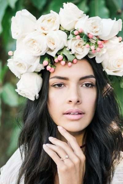 Bride with floral headpiece