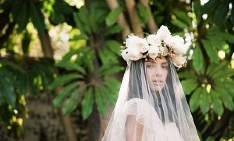 Beautiful bride with floral headpiece