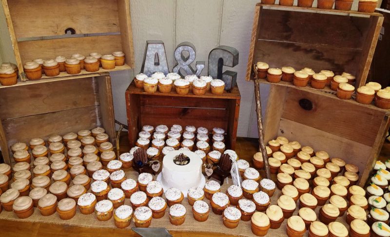 Wedding cupcake display by La Sure's