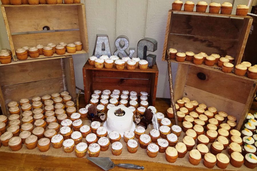 Wedding cupcake display by La Sure's