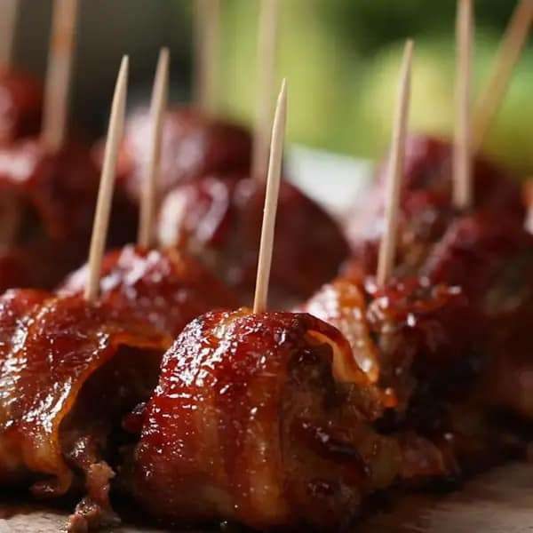Appetizers by Primal Eats-Bacon wrapped elk meat balls
